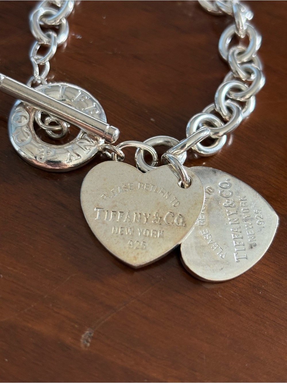 Vintage Classic Tiffany Chain Link Double Heart Bracelet - Picture 7 of 9